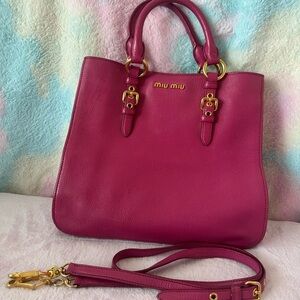 Miu Miu Fuchsia Leather Satchel
